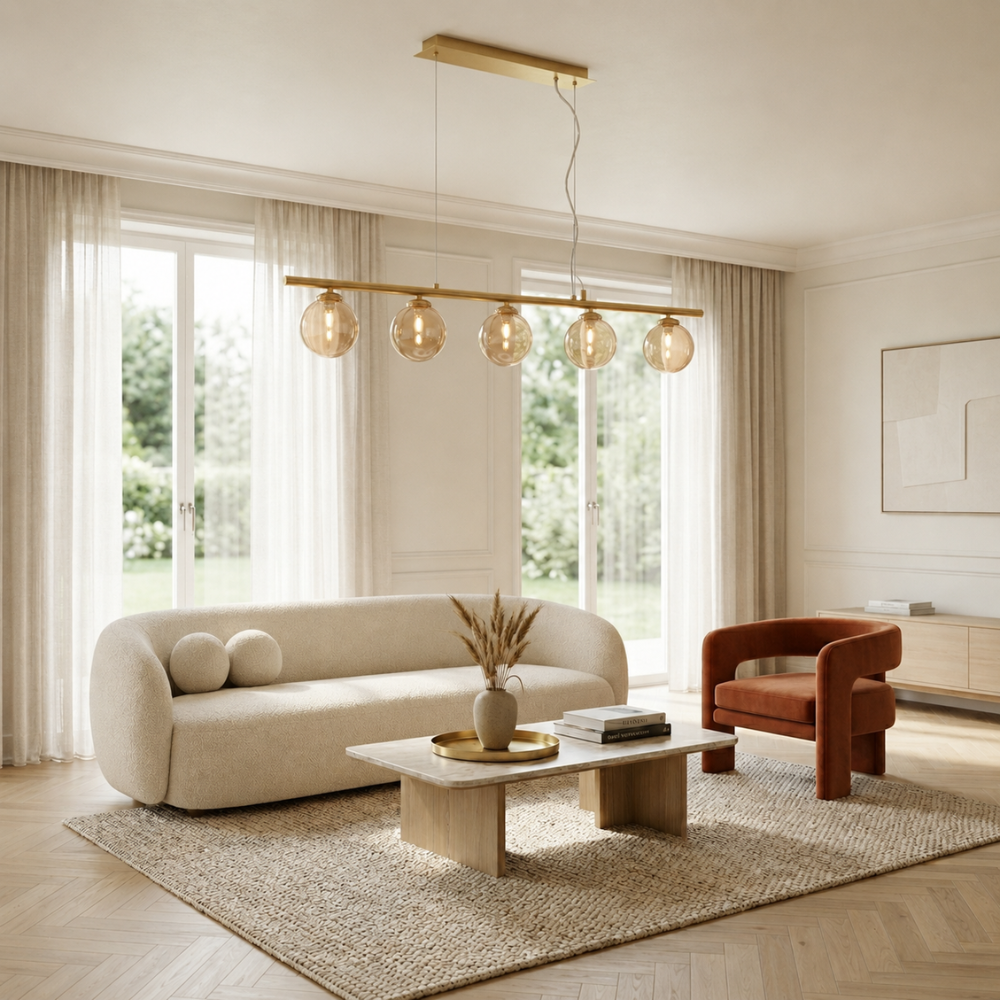 Surbo - Lampada a sospensione lineare 5 diffusori