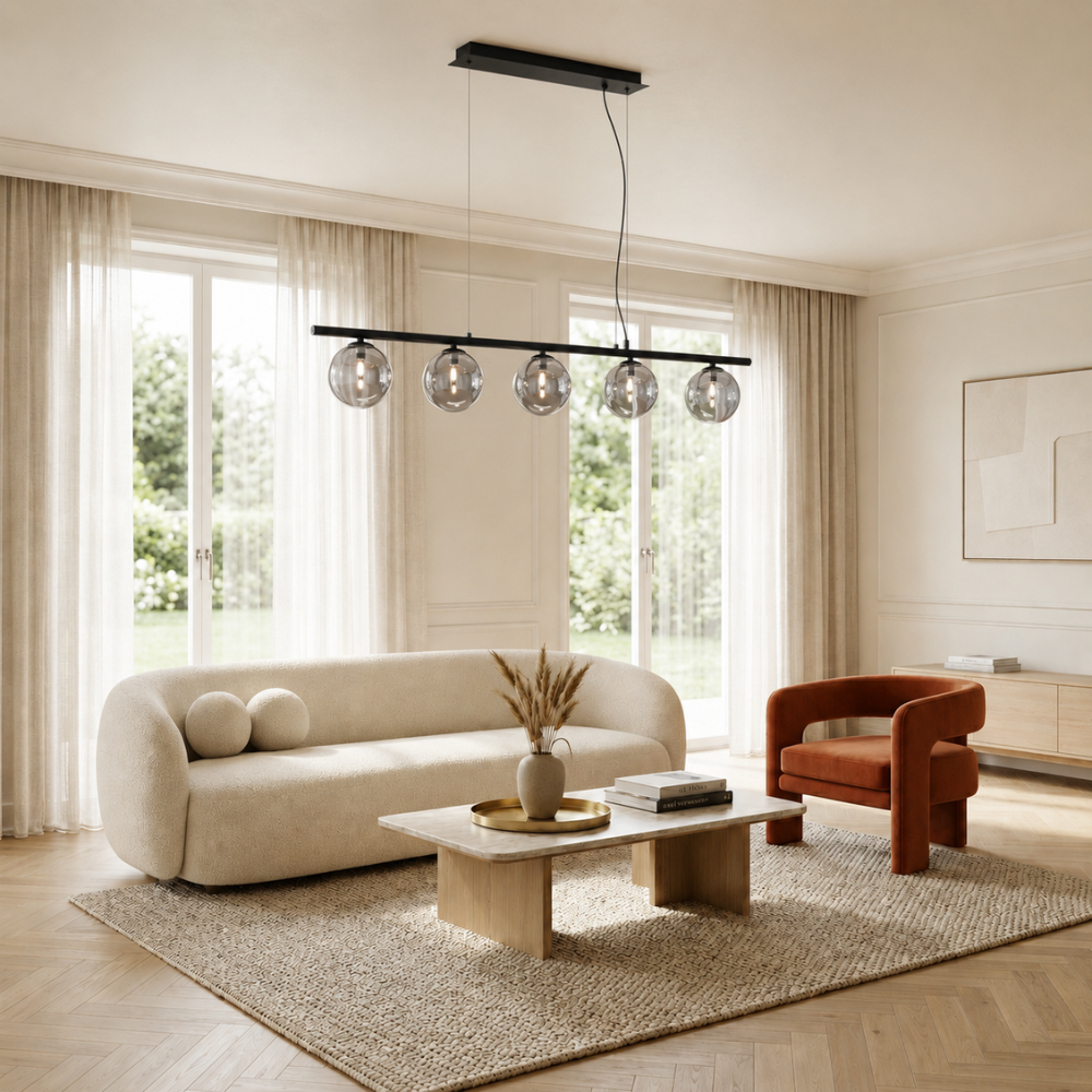 Surbo - Lampada a sospensione lineare 5 diffusori