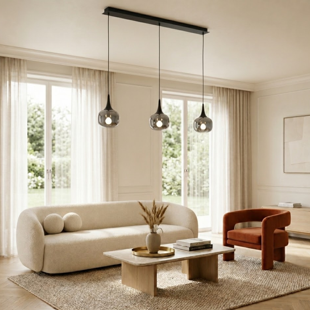 Latiano - Lampada a sospensione lineare 3 diffusori