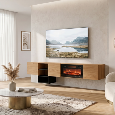 Trecasali - Porta Tv sospeso con biocamino