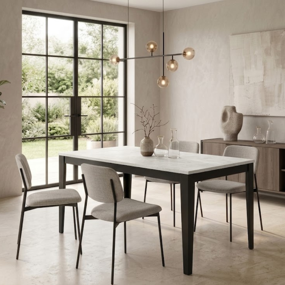 Novara 130 - Tavolo allungabile gambe nere Made in Italy