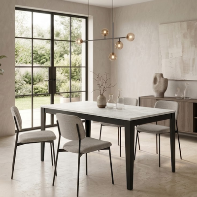 Novara 130 - Tavolo allungabile gambe nere Made in Italy