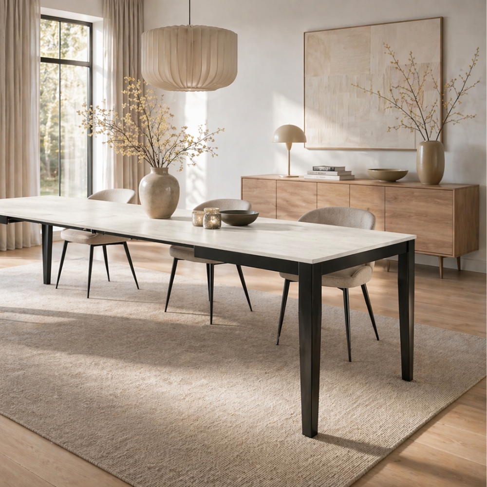 Novara 130 - Tavolo allungabile gambe nere Made in Italy