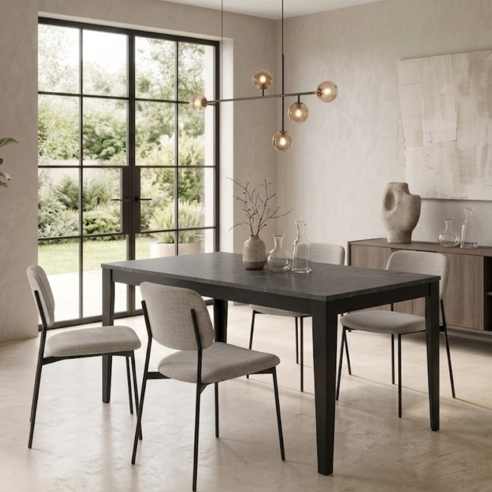 Novara 130 - Tavolo allungabile gambe nere Made in Italy