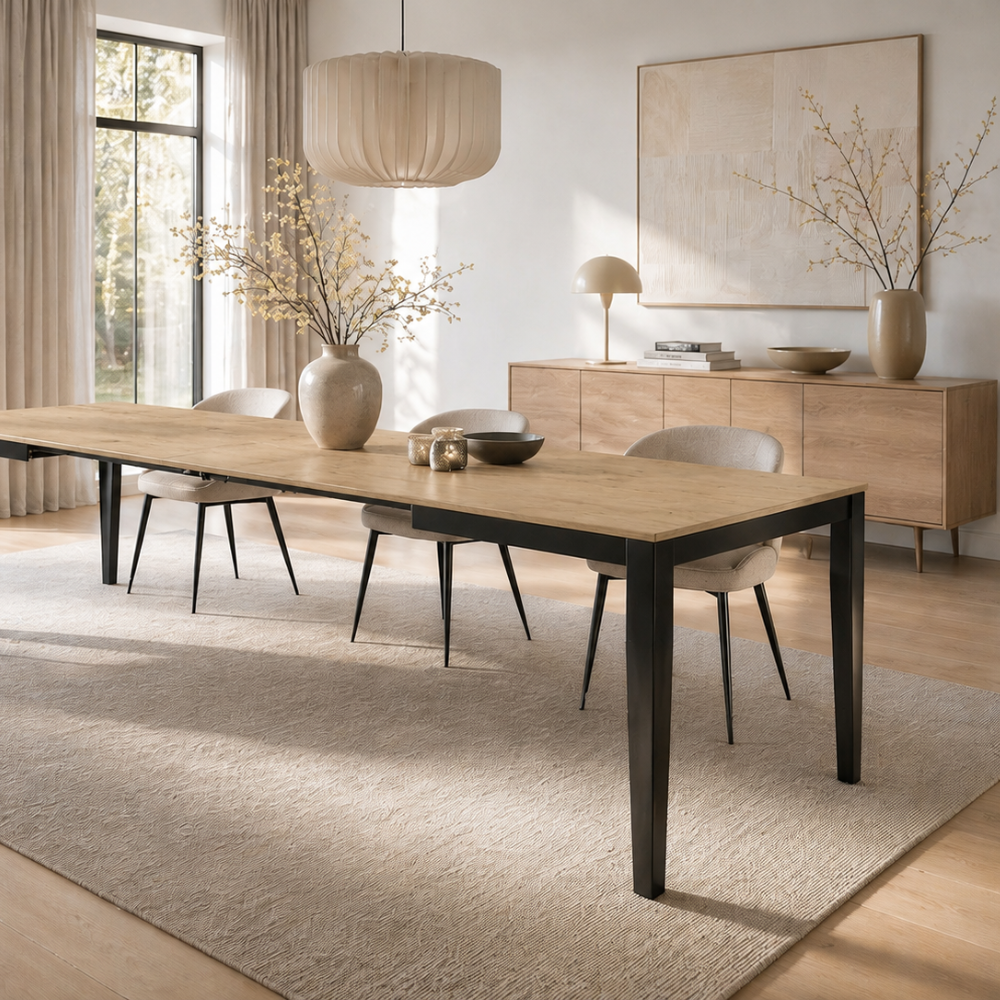 Novara 130 - Tavolo allungabile gambe nere Made in Italy