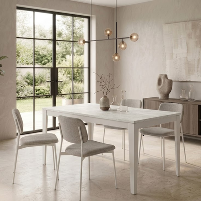 Novara 130 - Tavolo allungabile gambe bianche Made in Italy