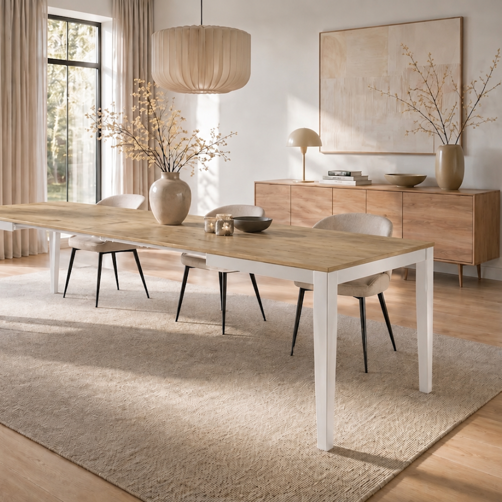 Novara 130 - Tavolo allungabile gambe bianche Made in Italy