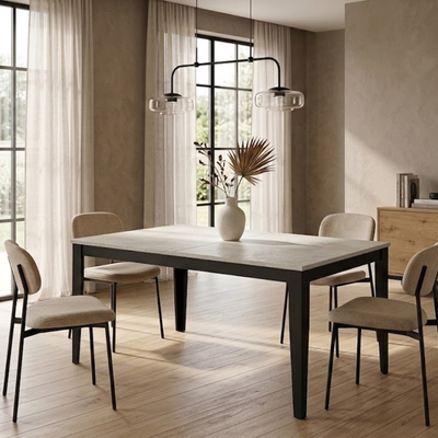 Novara 156 - Tavolo allungabile gambe nere Made in Italy