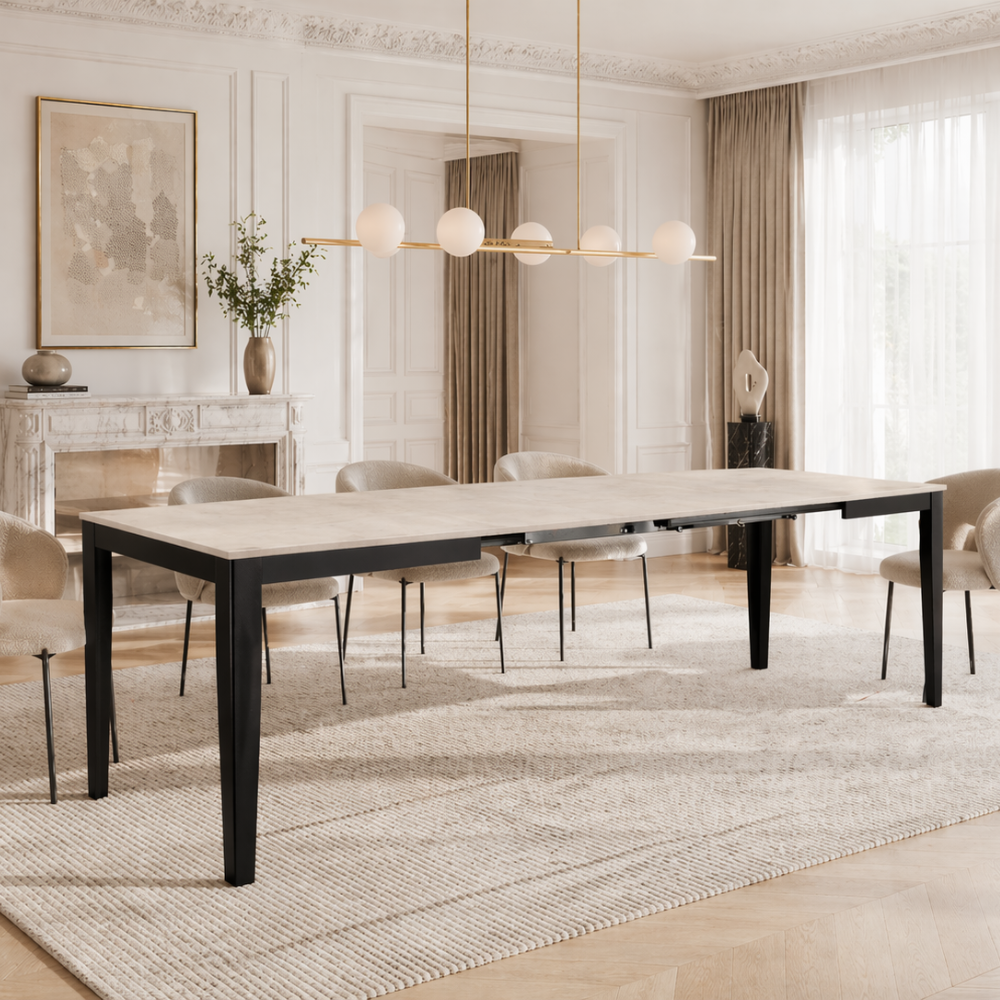 Novara 156 - Tavolo allungabile gambe nere Made in Italy