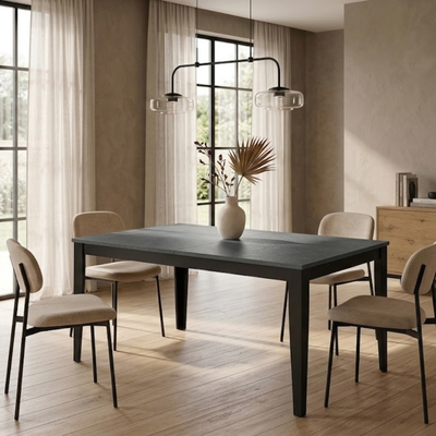 Novara 156 - Tavolo allungabile gambe nere Made in Italy