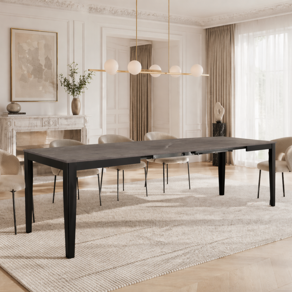 Novara 156 - Tavolo allungabile gambe nere Made in Italy