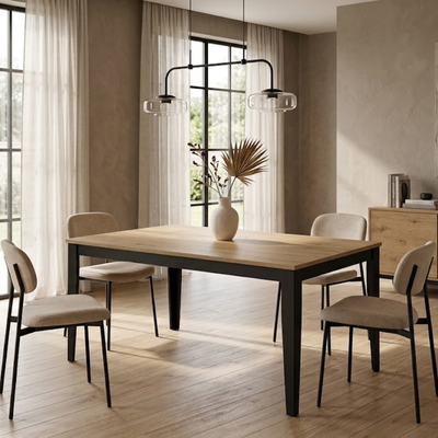 Novara 156 - Tavolo allungabile gambe nere Made in Italy