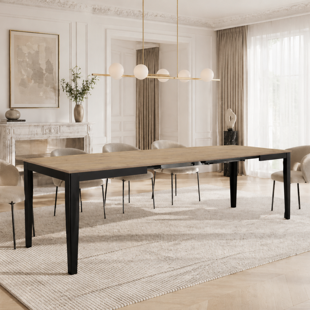 Novara 156 - Tavolo allungabile gambe nere Made in Italy