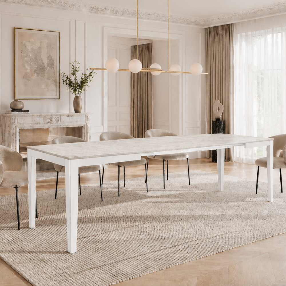 Novara 156 - Tavolo allungabile gambe bianche Made in Italy