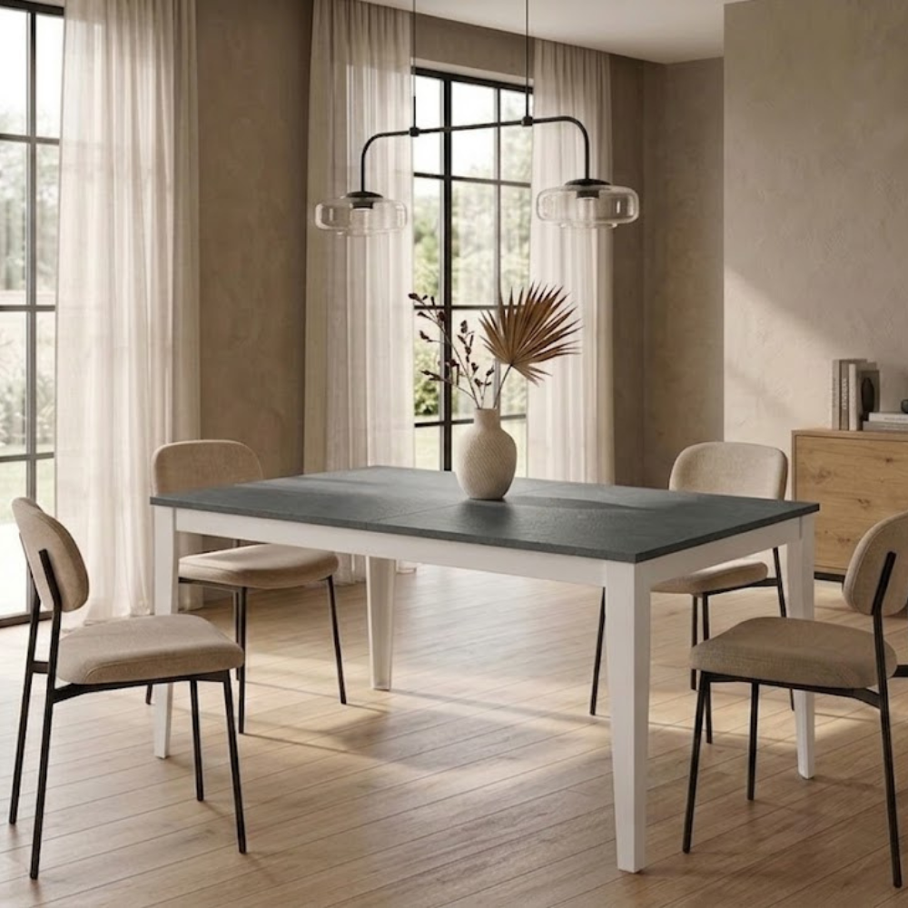 Novara 156 - Tavolo allungabile gambe bianche Made in Italy