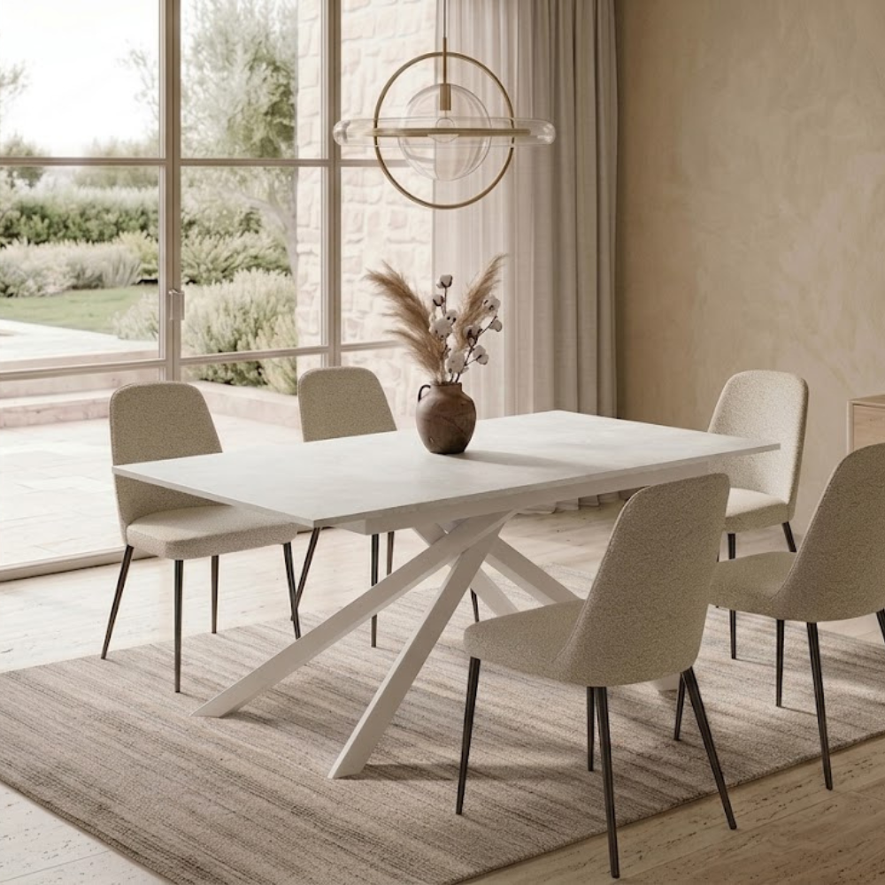 Trento - Tavolo allungabile gambe bianche Made in Italy