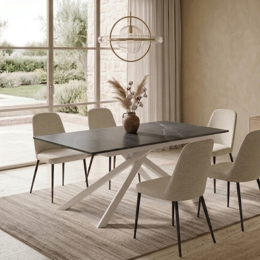 Trento - Tavolo allungabile gambe bianche Made in Italy