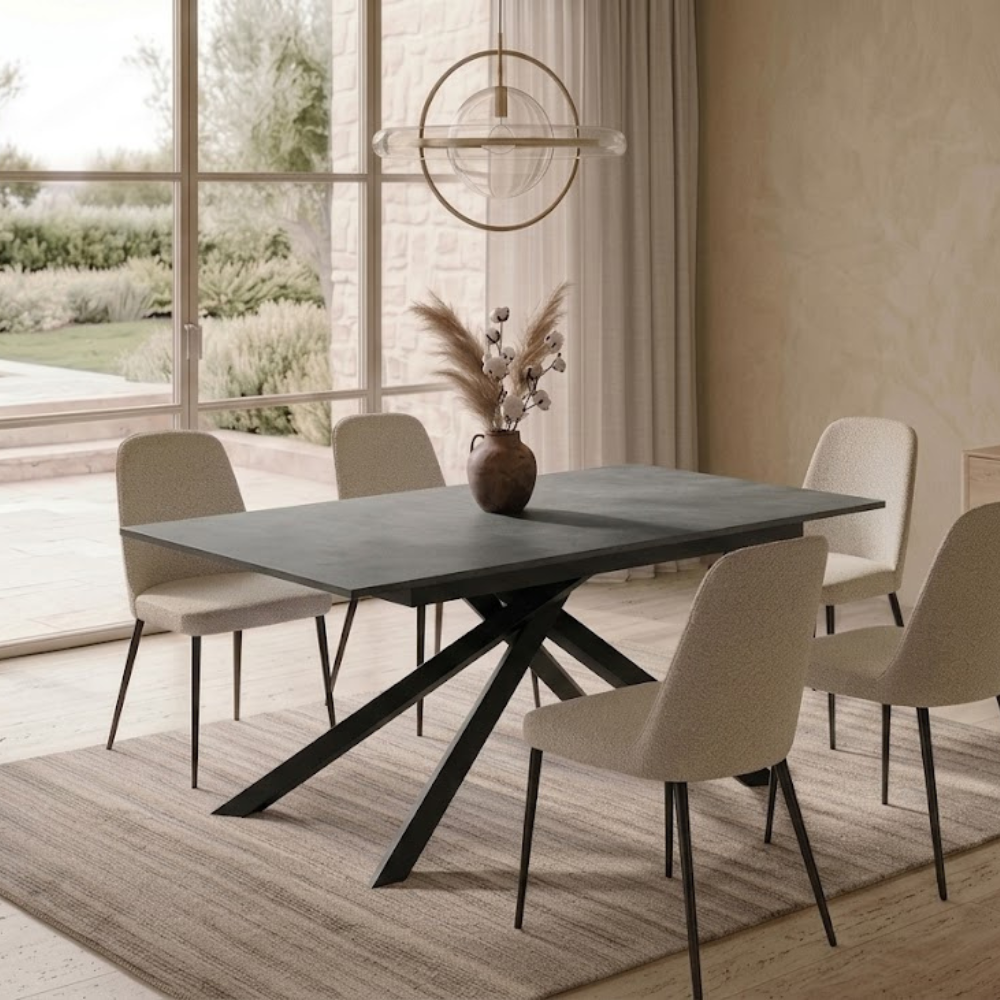 Trento - Tavolo allungabile gambe nere Made in Italy