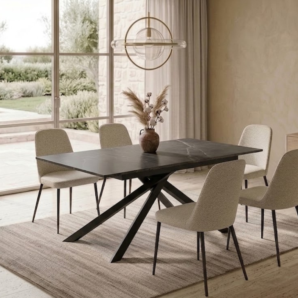 Trento - Tavolo allungabile gambe nere Made in Italy