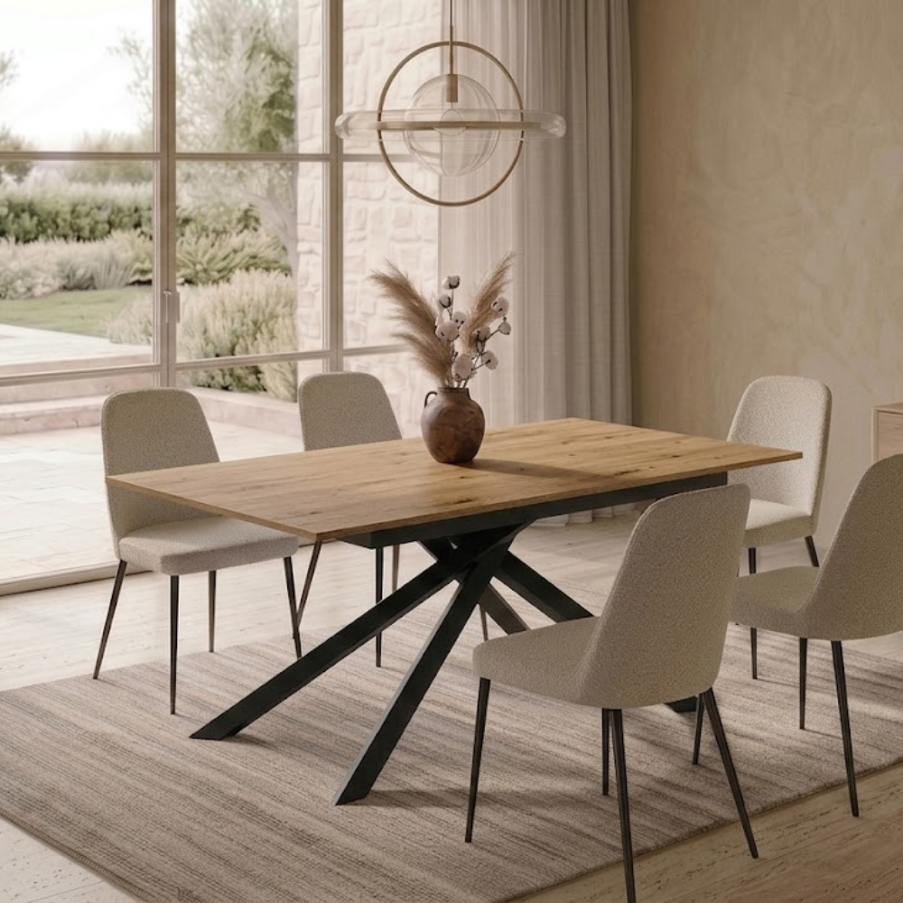 Trento - Tavolo allungabile gambe nere Made in Italy